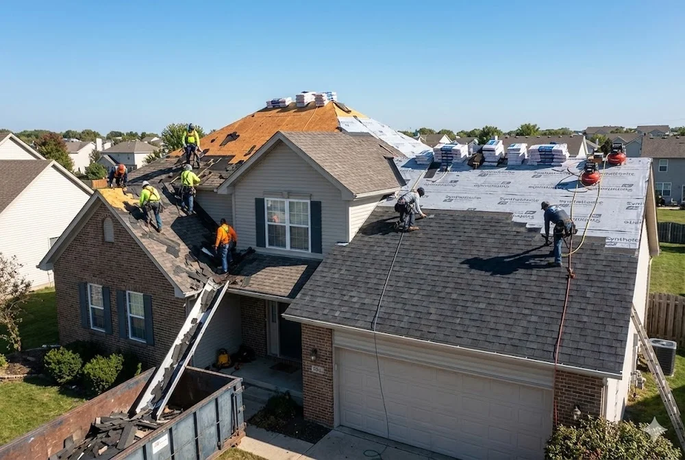 Roof Direct crew professionally installing shingles to factory specifications