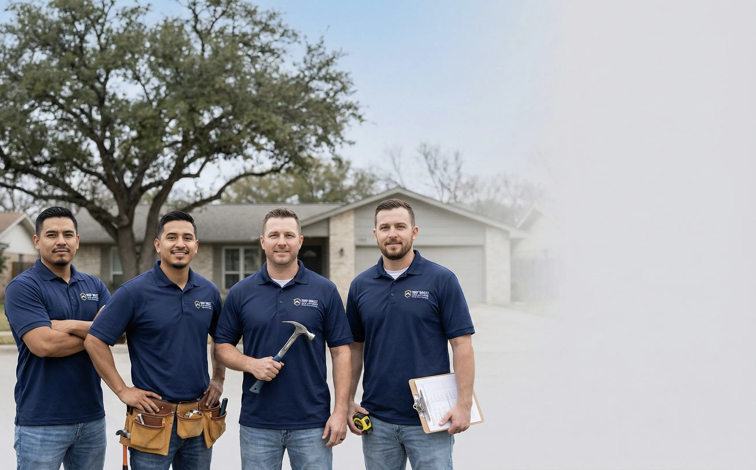 Roof Direct San Antonio roofing crew team members ready to work on local homes